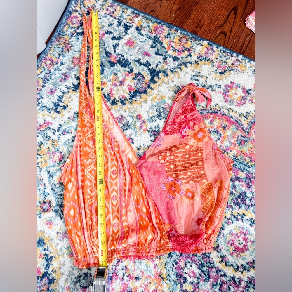SOLD Free People Tied To You Tank Top Lemonade Combo Pink Orange - Picture 14 of 16